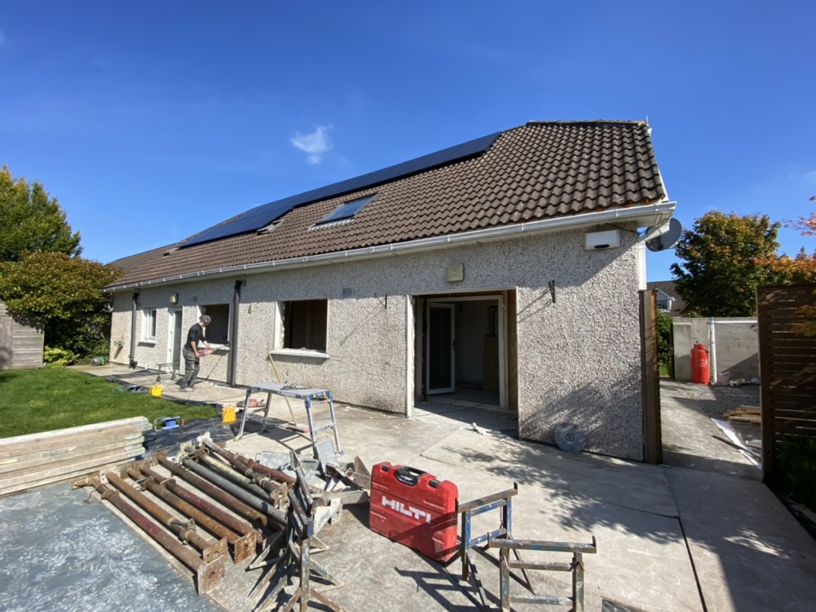 Knock-through stage with rear wall opened for structural works in Ratoath